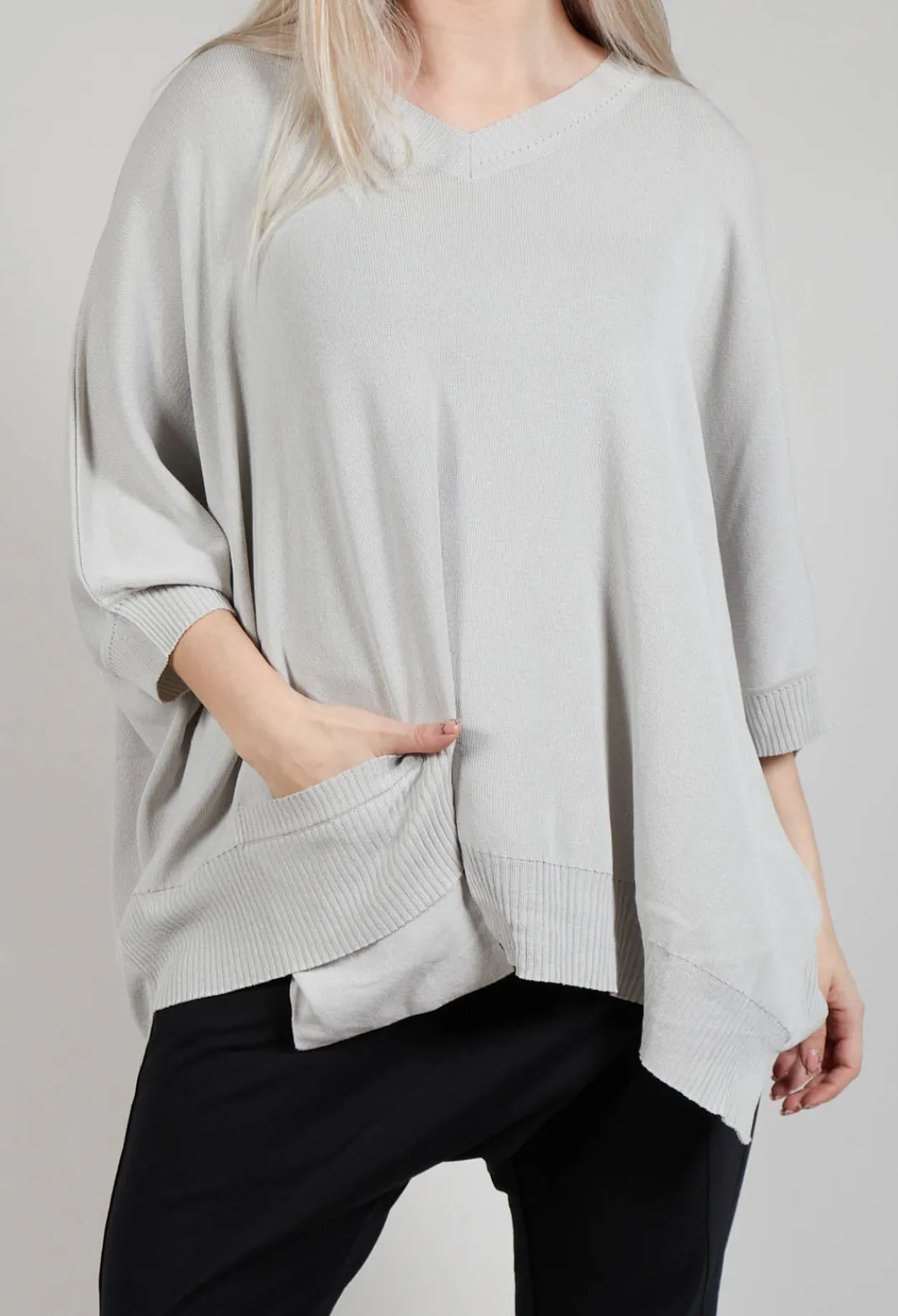Philomena Christ Jumpers^Oversized Sweater with Asymmetric Hem in Silver