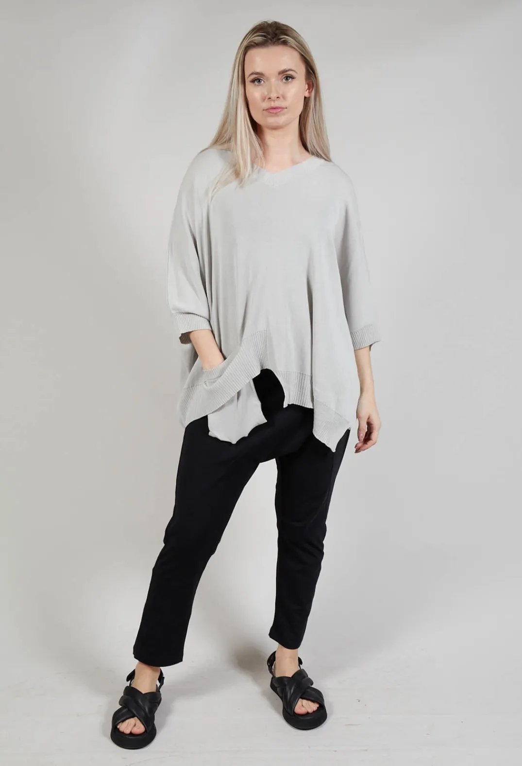 Philomena Christ Jumpers^Oversized Sweater with Asymmetric Hem in Silver