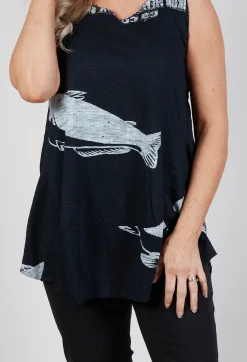 Rundholz Black Label Tops^Oversized Top with High Low Hem in Black Print
