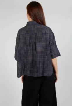 SOH Shirts & Blouses^Oversized Wool Shirt in Blue Check