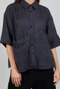 SOH Shirts & Blouses^Oversized Wool Shirt in Blue Check