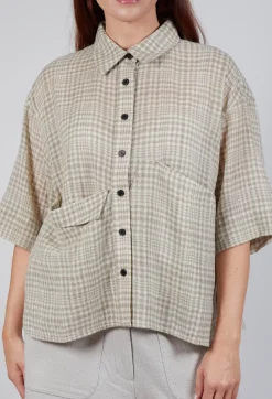SOH Shirts & Blouses^Oversized Wool Shirt in Beige Check