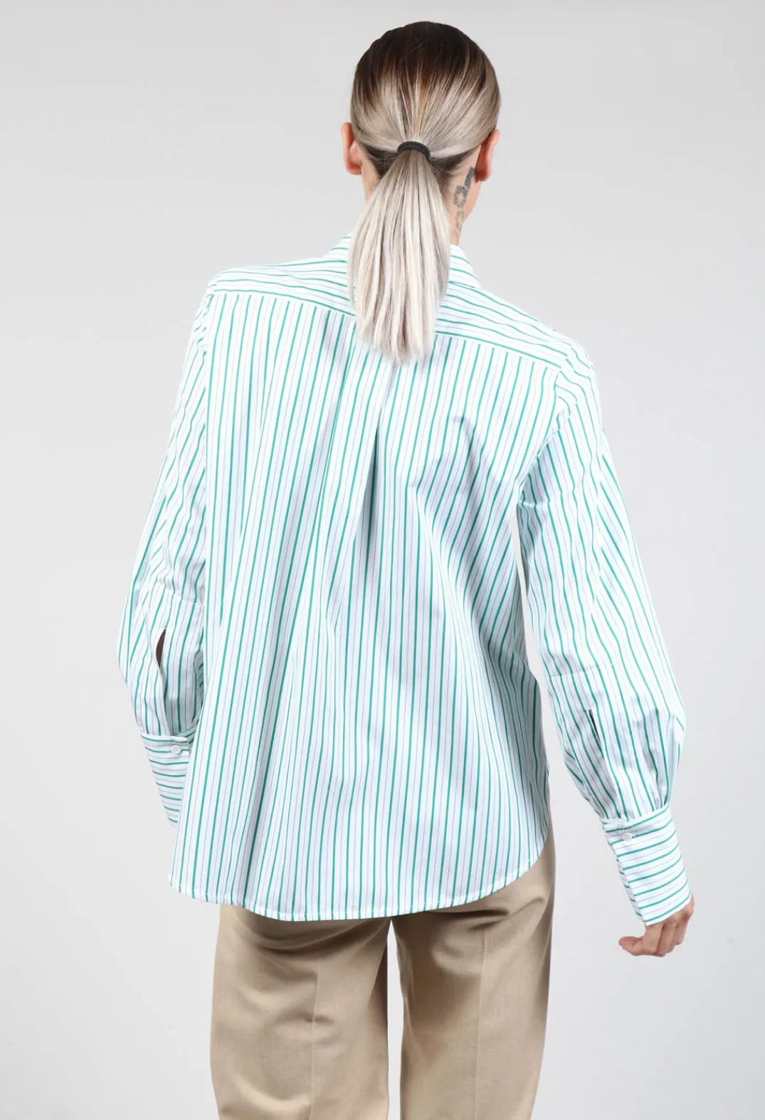 Beatrice B Shirts & Blouses^Oxford Striped Shirt in Kiwi