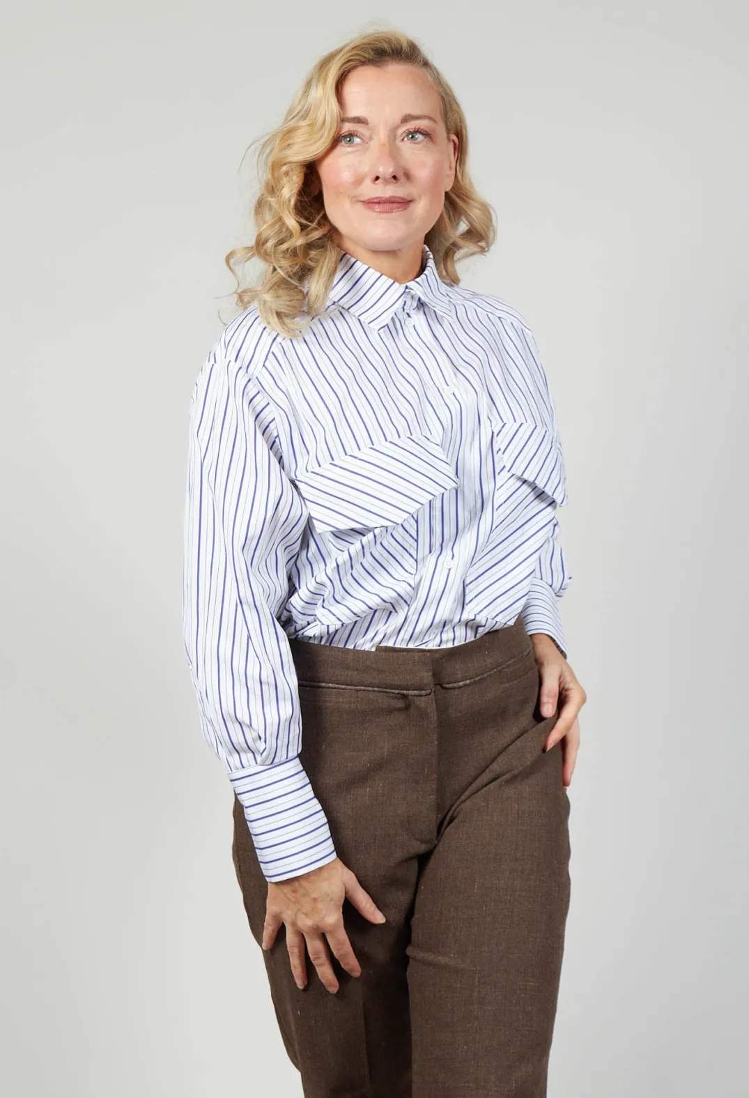 Beatrice B Shirts & Blouses^Oxford Striped Shirt with Statement Pockets in Violet