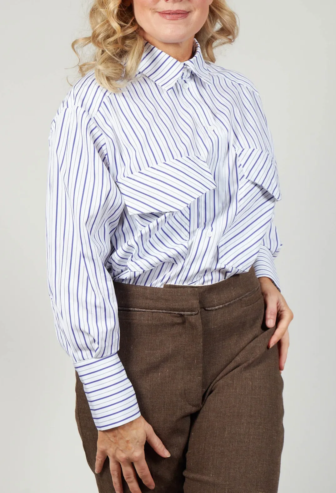 Beatrice B Shirts & Blouses^Oxford Striped Shirt with Statement Pockets in Violet