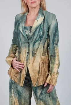 Masnada Jackets^Padded Pattern Blazer in Petrol and Tea