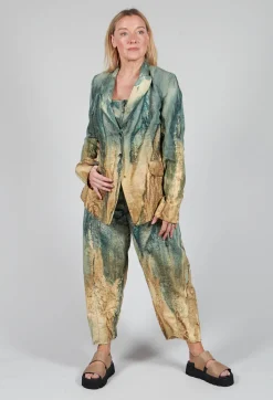 Masnada Jackets^Padded Pattern Blazer in Petrol and Tea
