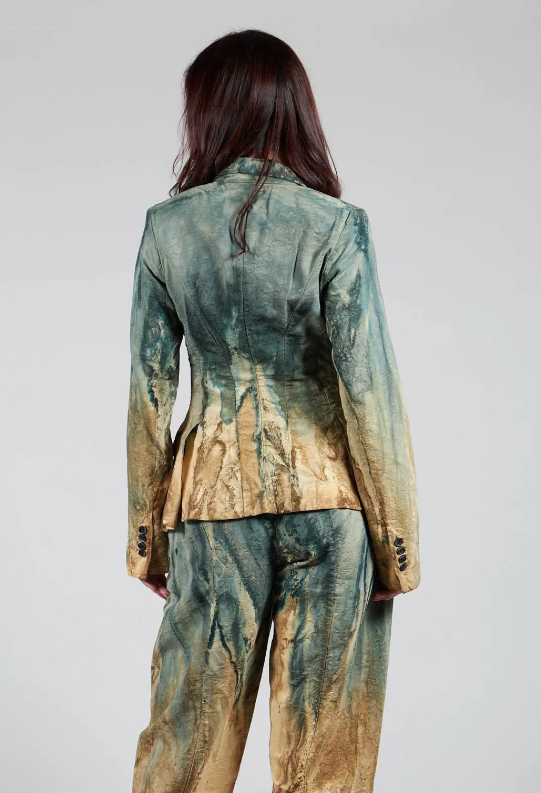 Masnada Jackets^Padded Pattern Blazer in Petrol and Tea