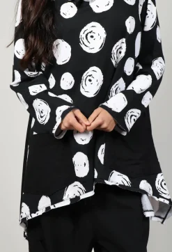 Bread and Butter Shirts & Blouses^Paint Polka Dot Print Top in Black