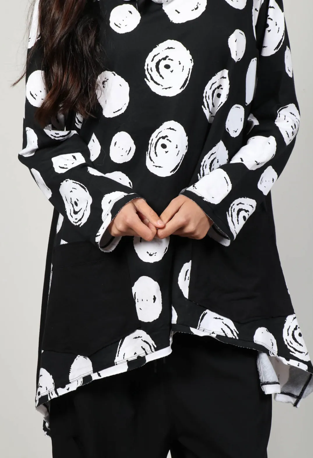 Bread and Butter Shirts & Blouses^Paint Polka Dot Print Top in Black