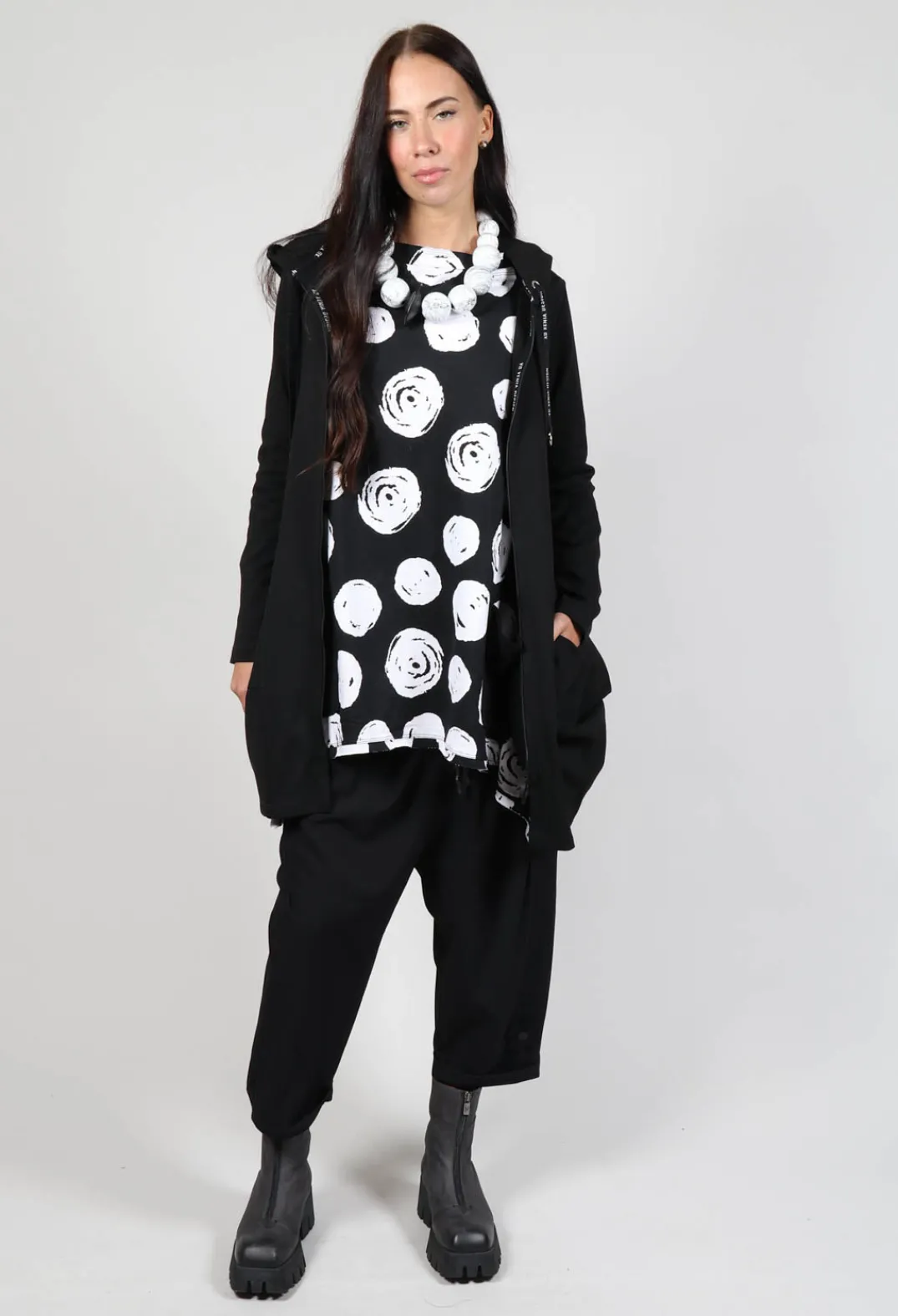 Bread and Butter Shirts & Blouses^Paint Polka Dot Print Top in Black