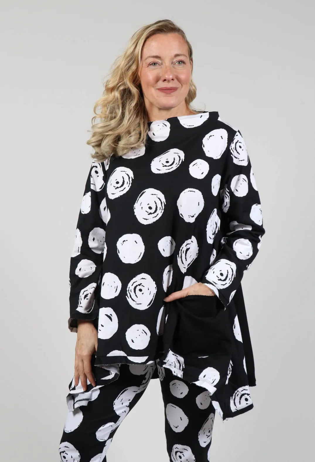 Bread and Butter Shirts & Blouses^Paint Polka Dot Print Top in Black