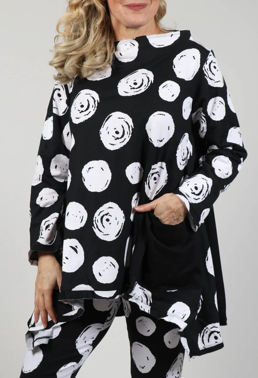 Bread and Butter Shirts & Blouses^Paint Polka Dot Print Top in Black