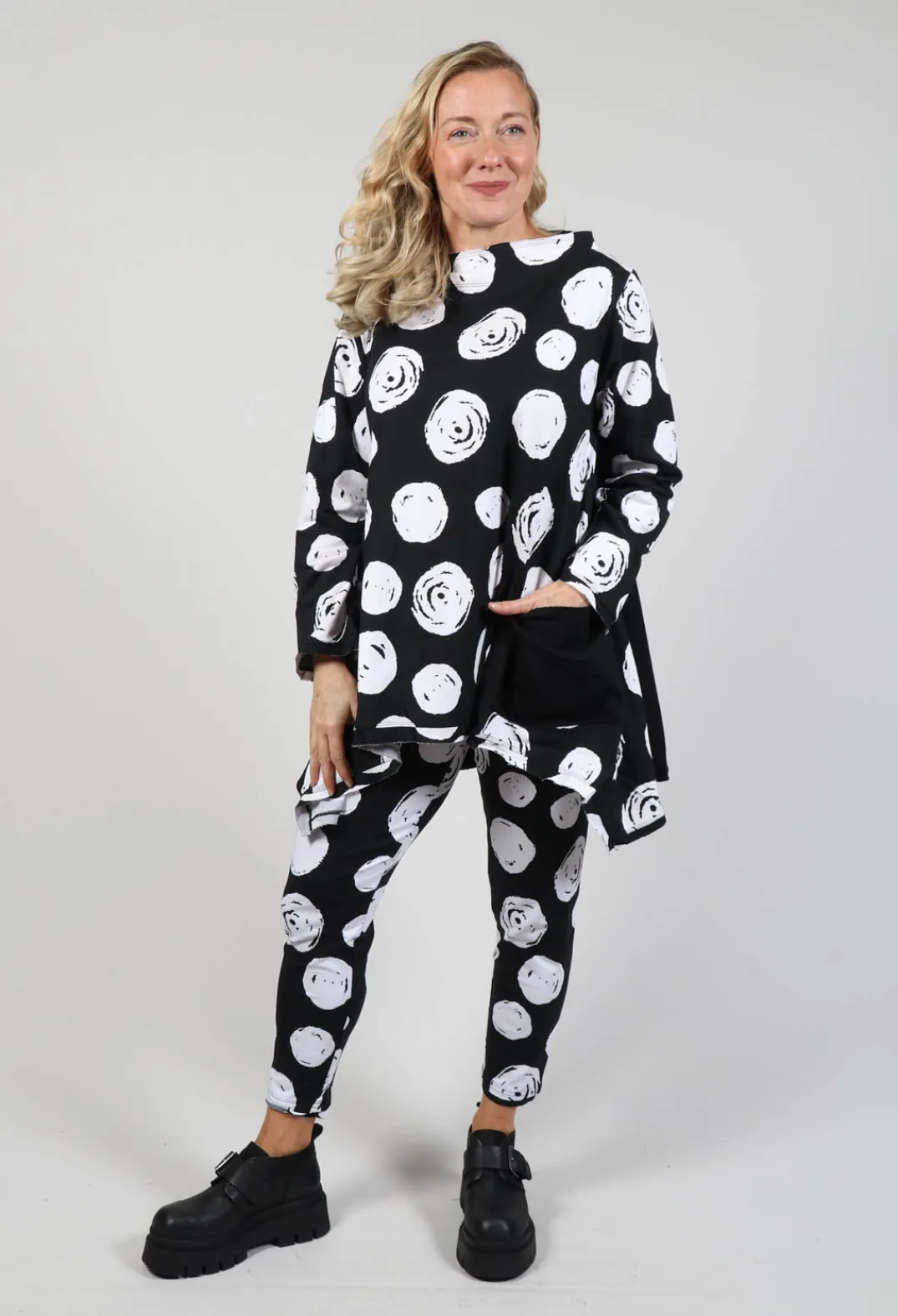 Bread and Butter Shirts & Blouses^Paint Polka Dot Print Top in Black