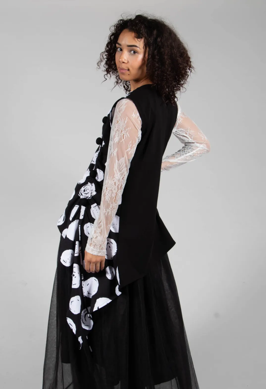 Bread and Butter Jackets^Paint Polka Dot Print Waistcoat in Black