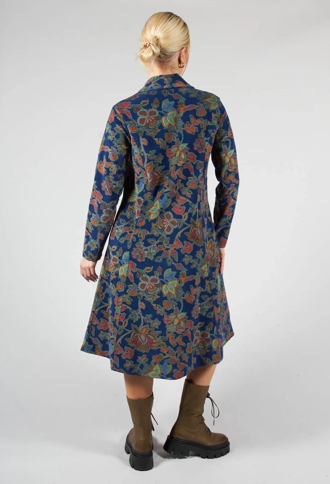 Blueberry Tops^Paisley Print Cord Knee Length Top in Navy