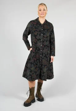 Blueberry Tops^Paisley Print Cord Knee Length Top in Black