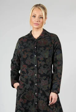 Blueberry Tops^Paisley Print Cord Knee Length Top in Black