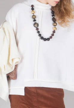 Moyuru Jumpers^Panelled Knit Jumper in Cream