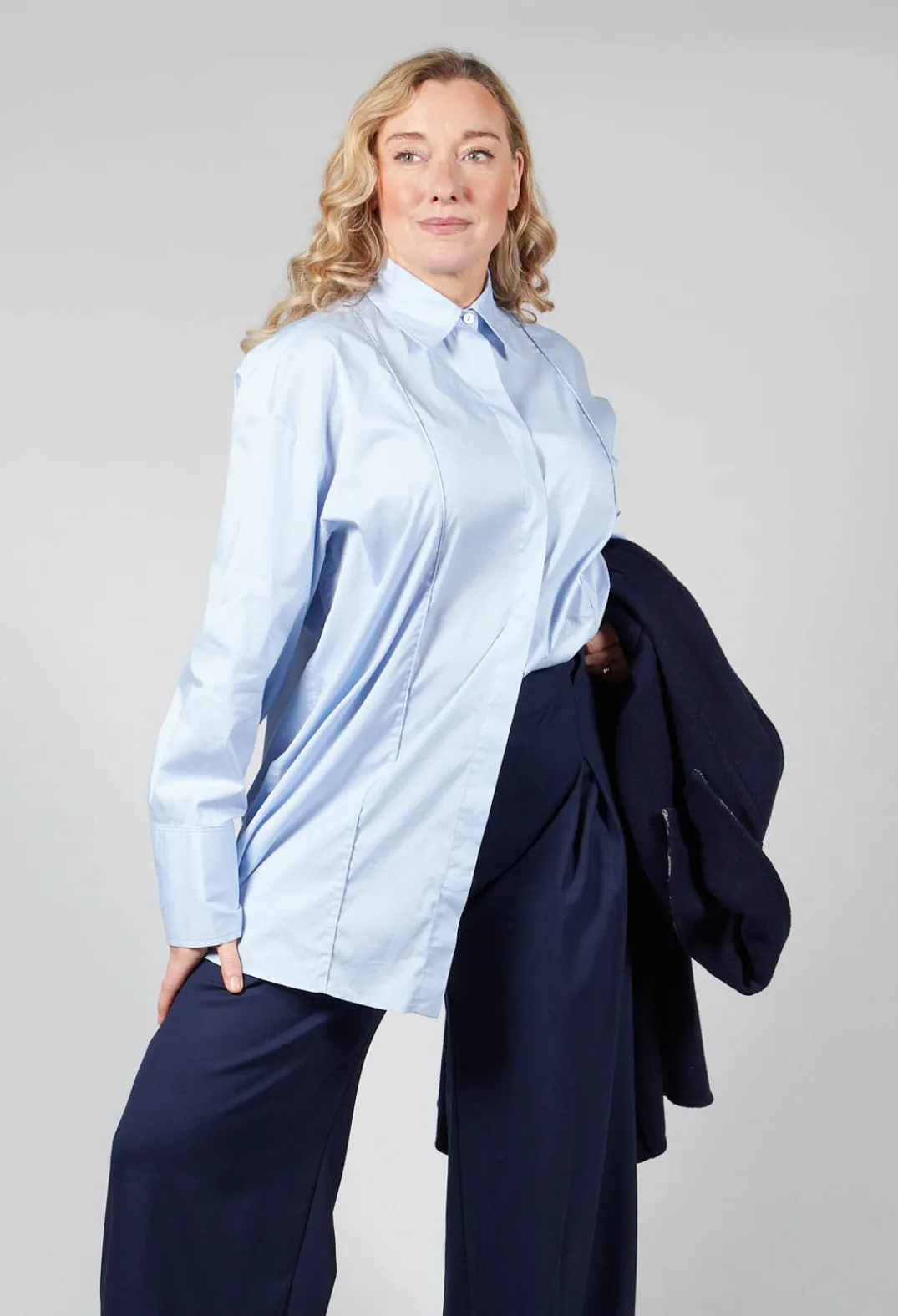 Malloni Shirts & Blouses^Panelled Shirt in Chianti Sky