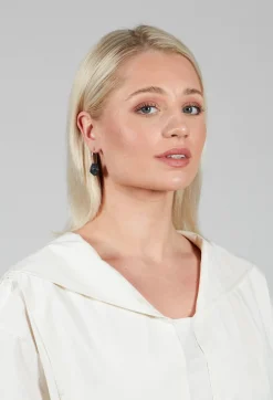Alice Visin Earrings^Paper Mache Boule Earrings in Nero Bianco Red