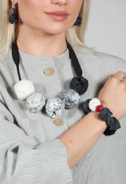 Alice Visin Bracelets^Paper Mache Bracelet in Grey/Black