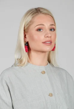Alice Visin Earrings^Paper Mache Earrings in Red/Grey