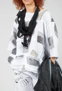 Bread and Butter Tops^Patch Print Boxy Top in White and Black