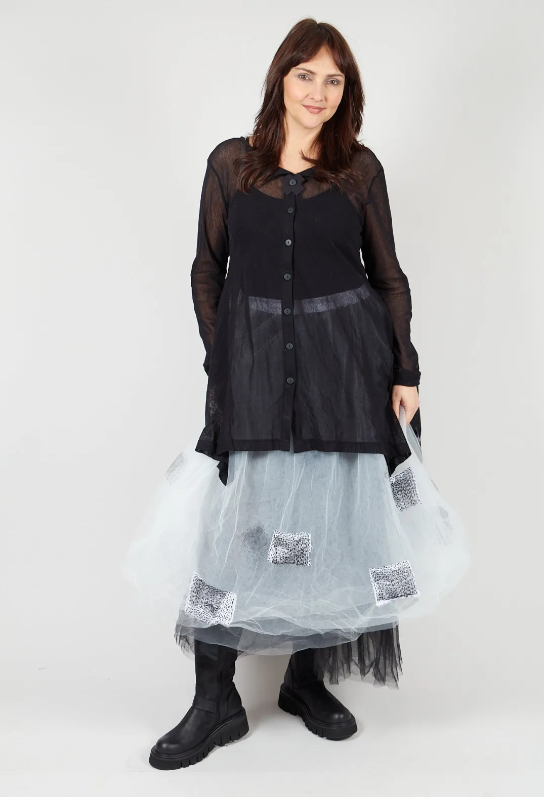 Bread and Butter Skirts^Patch Print Tulle Skirt in White
