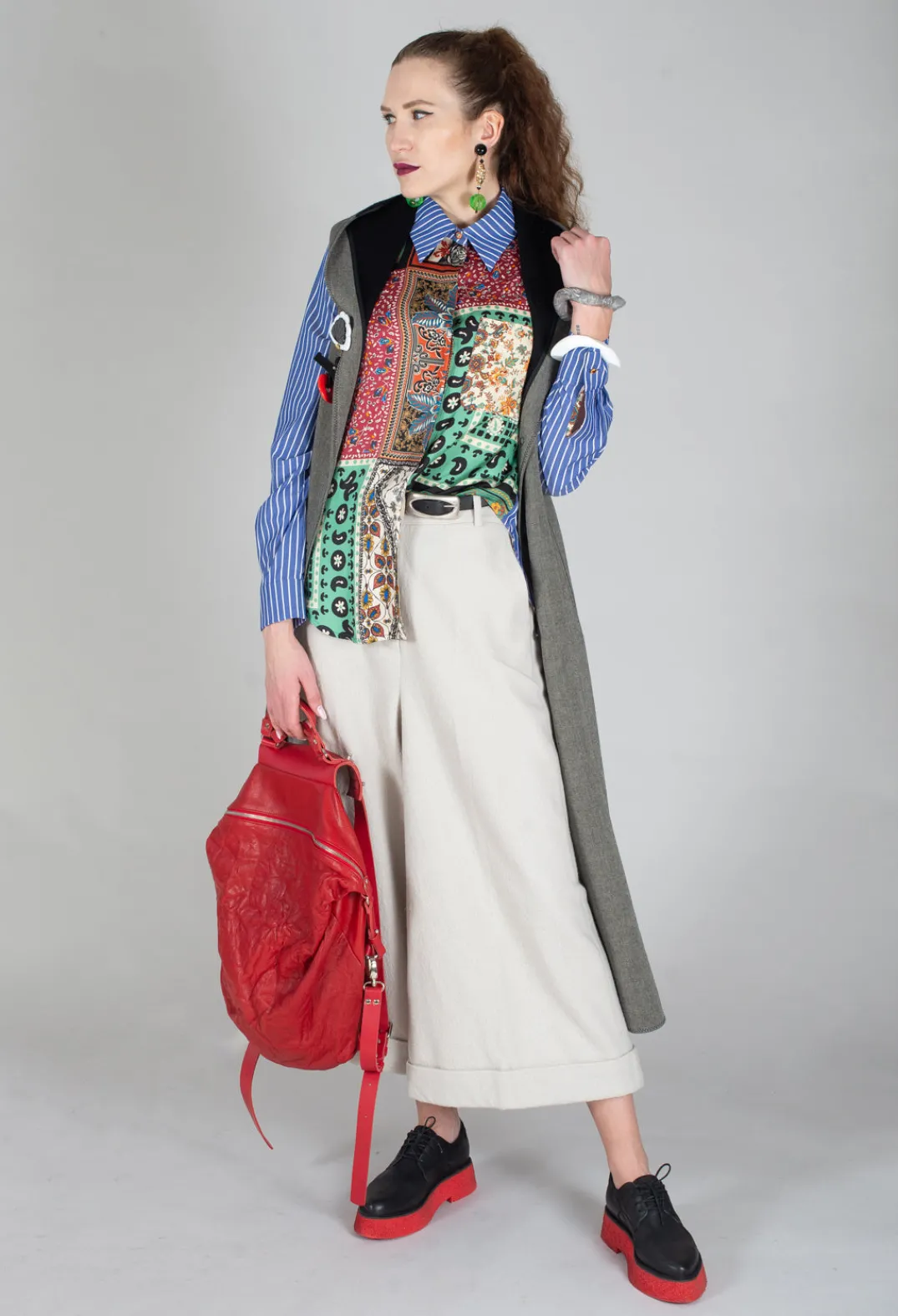 Sfizio Shirts & Blouses^Patchwork Shirt in Ink Blue