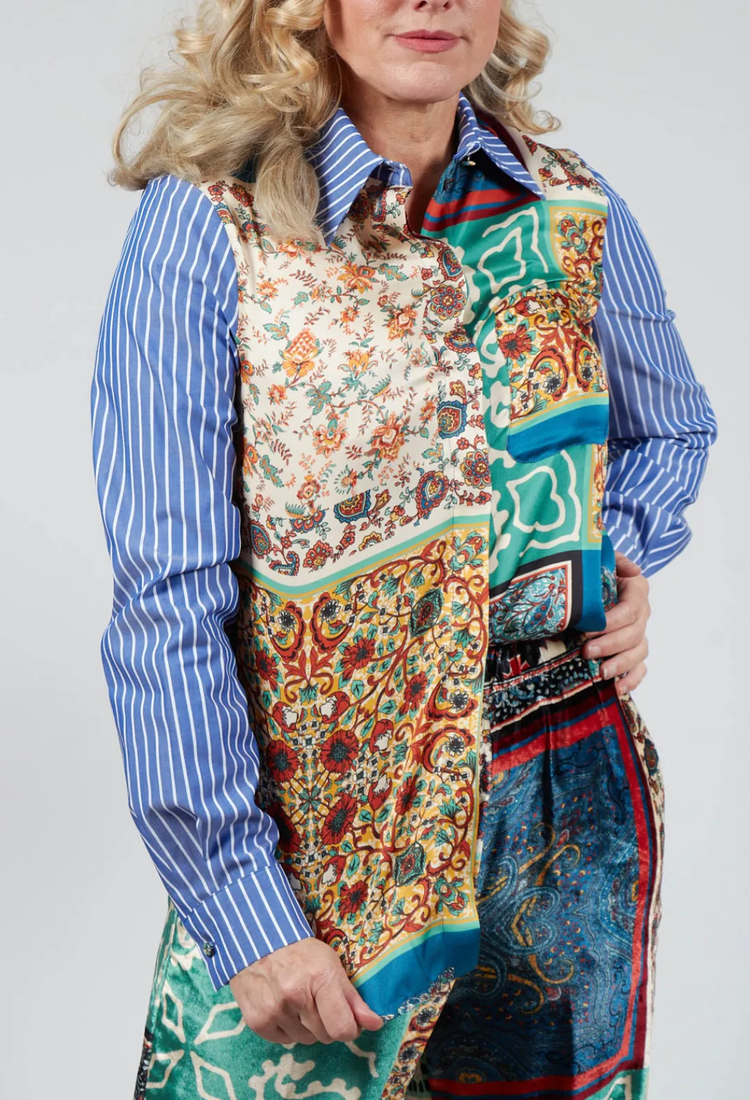 Sfizio Shirts & Blouses^Patchwork Shirt in Ink Blue