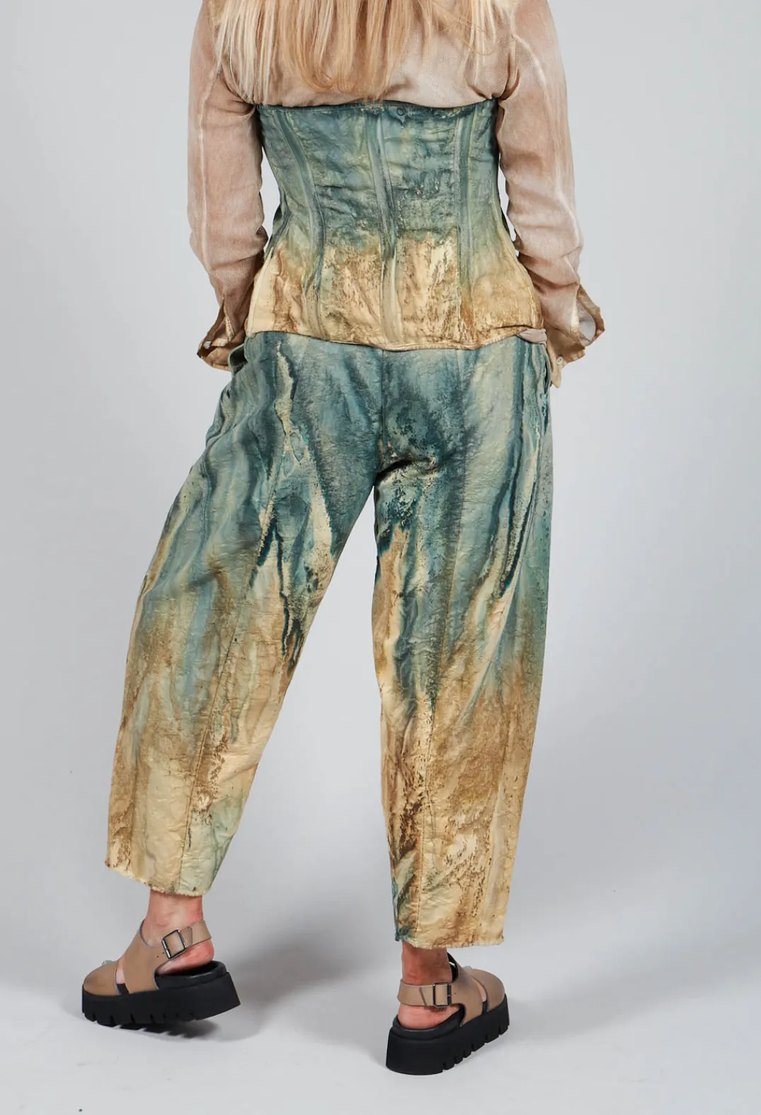 Masnada Trousers^Pattern Trousers in Petrol and Tea