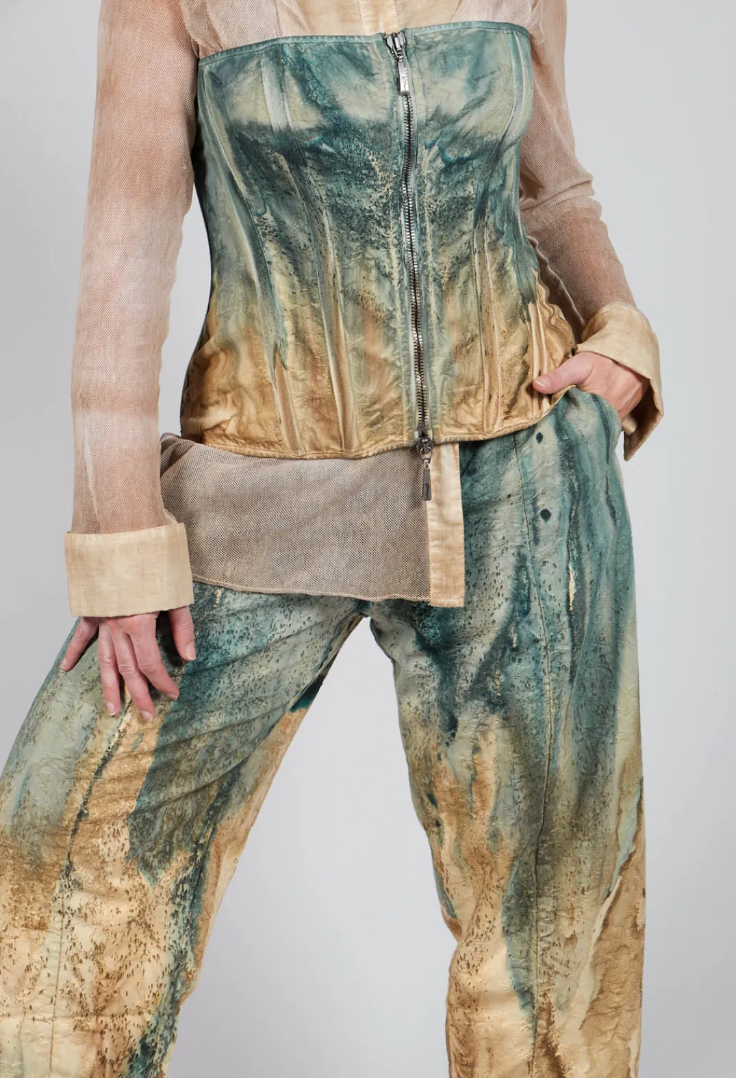 Masnada Trousers^Pattern Trousers in Petrol and Tea