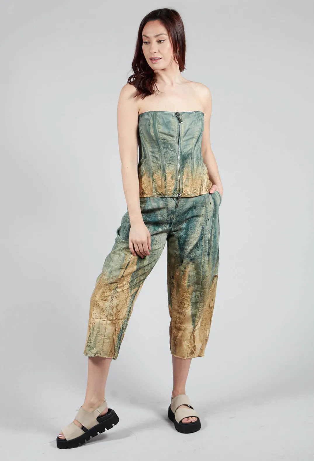 Masnada Trousers^Pattern Trousers in Petrol and Tea