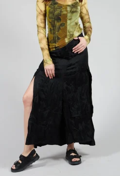 Masnada Trousers^Patterned Split Trousers in Black