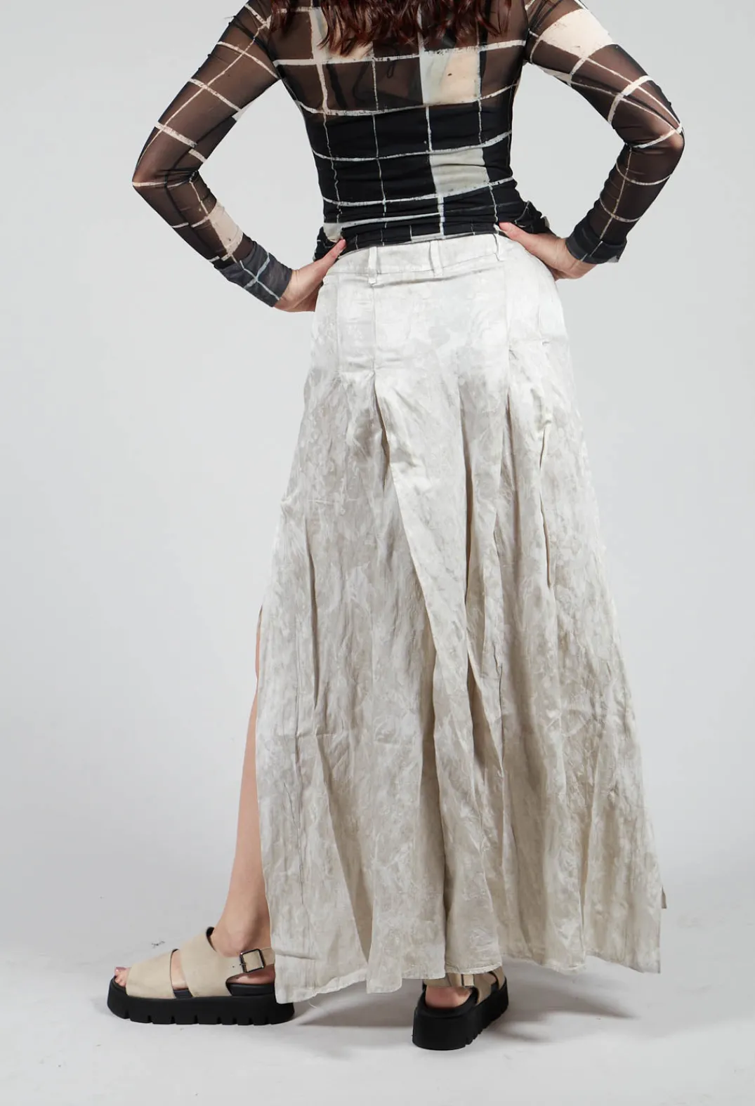 Masnada Trousers^Patterned Split Trousers in Silver