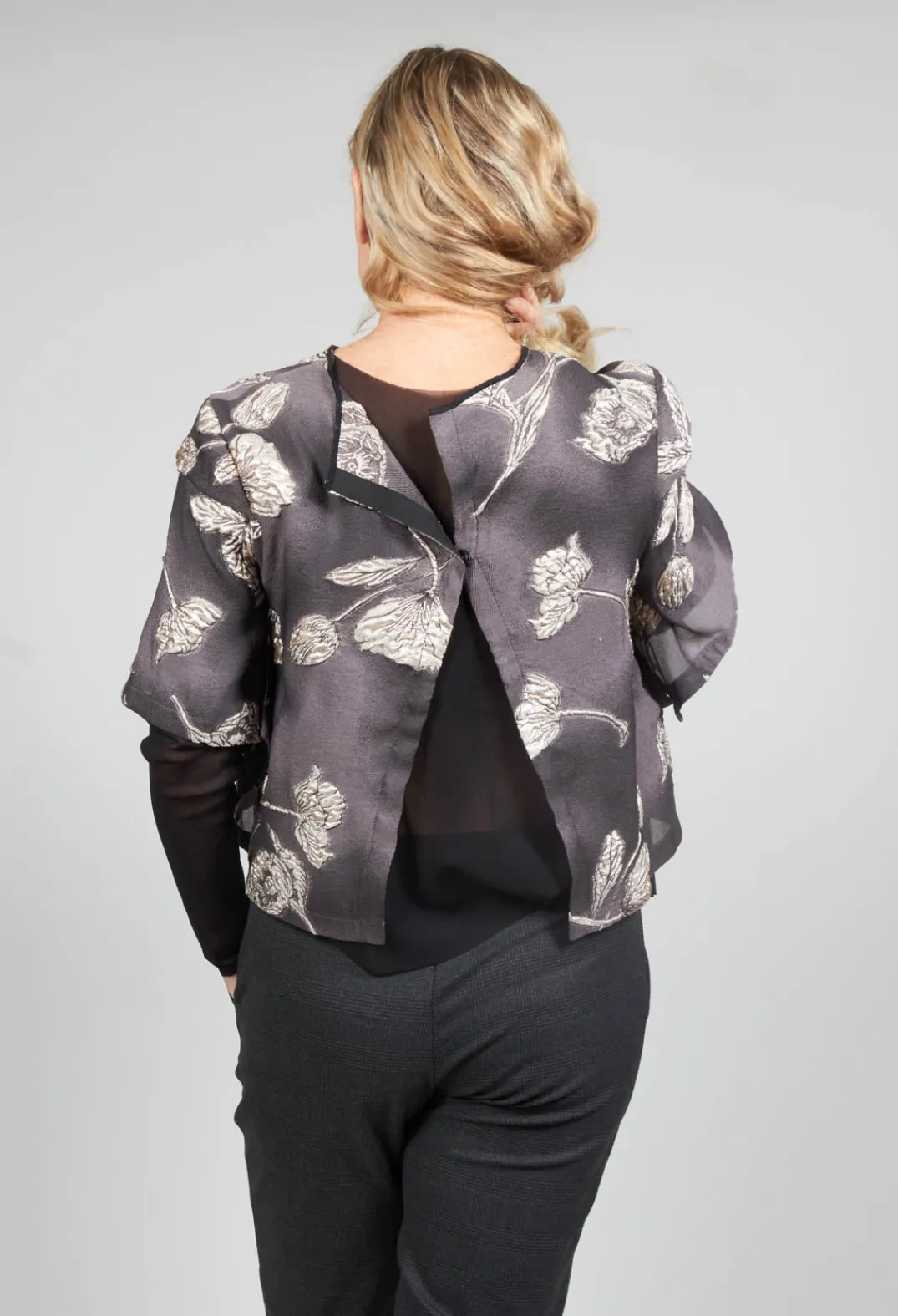 Xenia Design Co-ords & Suits^Patterned Top with Mesh insert in Mauve