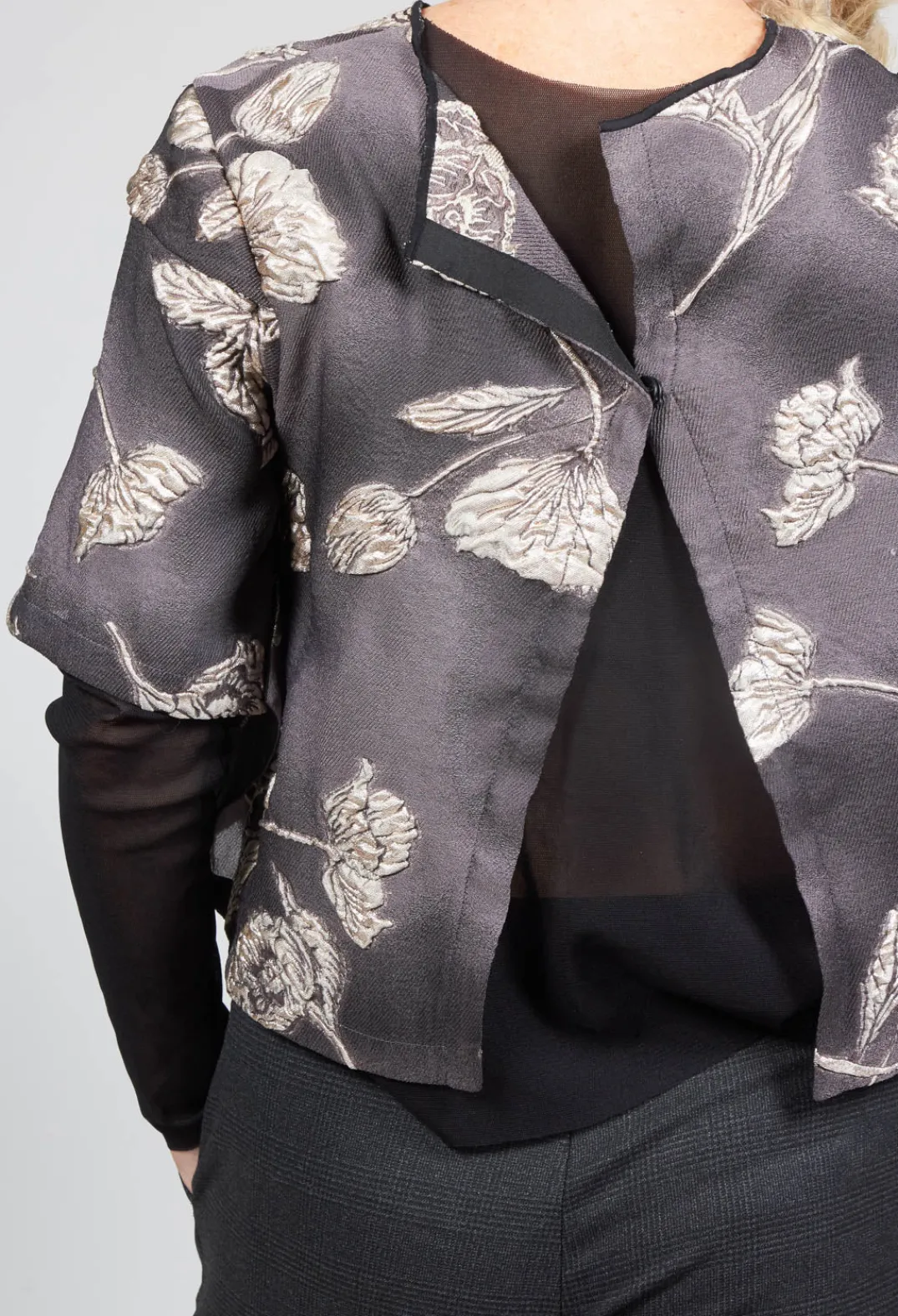 Xenia Design Co-ords & Suits^Patterned Top with Mesh insert in Mauve