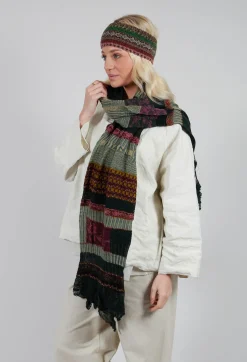 Butapana Scarves^Patterned Wool Scarf in Turquoise