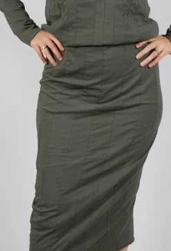 Rundholz Black Label Skirts^Pencil Skirt with Exposed Seams in Camp