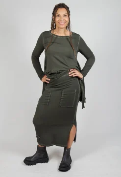 Pluslavie Skirts^Pencil Skirt with Multiple Pockets in Olive