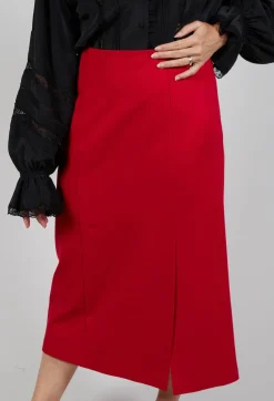 Sfizio Skirts^Pencil Skirt with Split in Urban Red