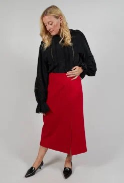 Sfizio Skirts^Pencil Skirt with Split in Urban Red