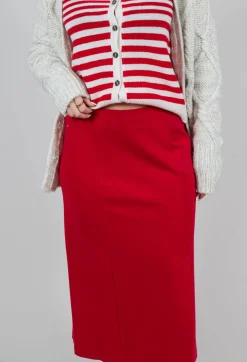 Sfizio Skirts^Pencil Skirt with Split in Urban Red