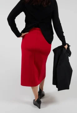Sfizio Skirts^Pencil Skirt with Split in Urban Red
