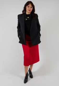 Sfizio Skirts^Pencil Skirt with Split in Urban Red
