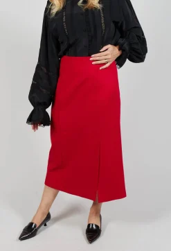 Sfizio Skirts^Pencil Skirt with Split in Urban Red