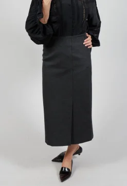 Sfizio Skirts^Pencil Skirt with Split in Dark Grey