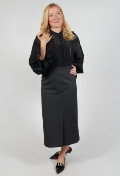 Sfizio Skirts^Pencil Skirt with Split in Dark Grey