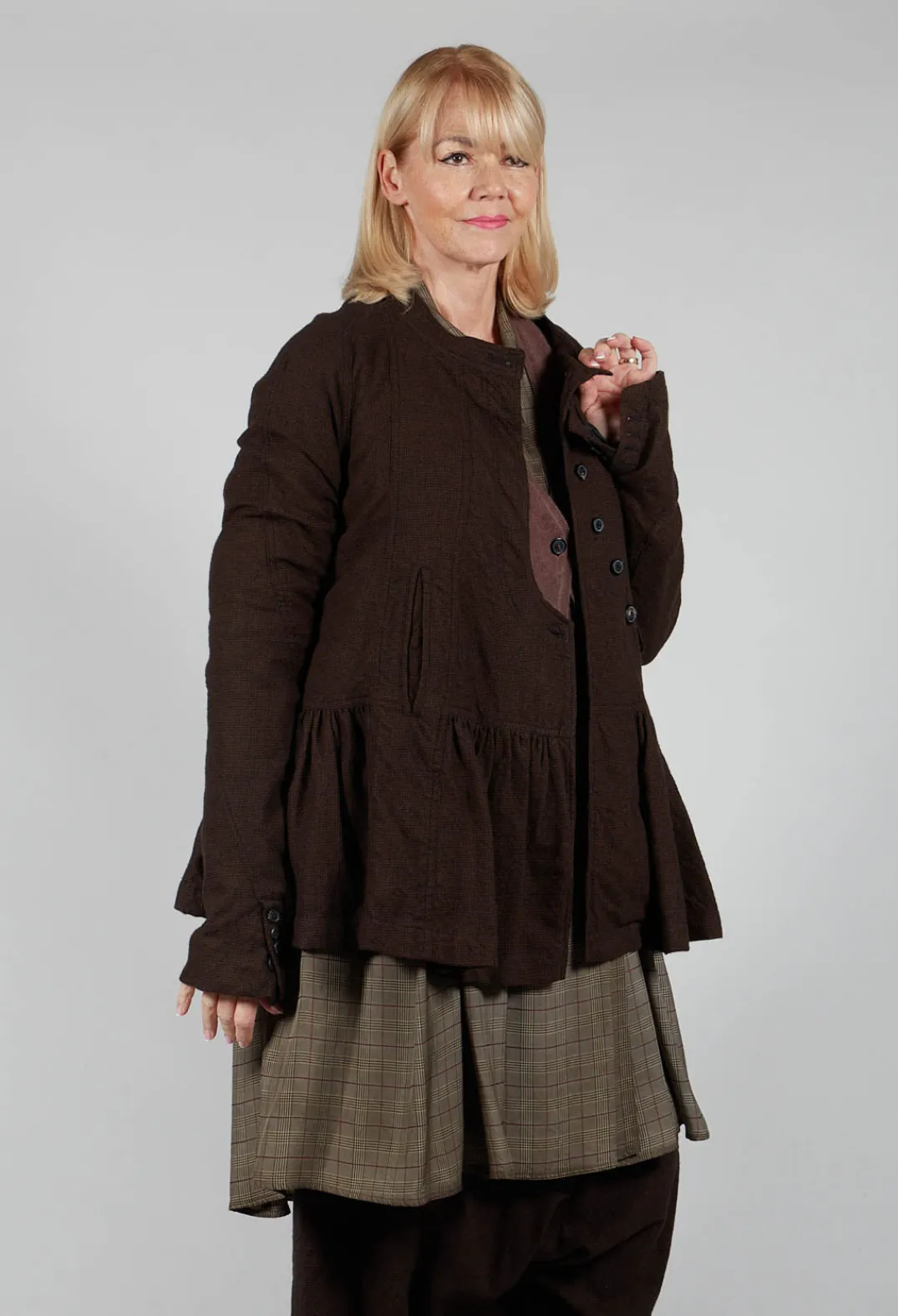 Rundholz Mainline Jackets^Peplum Style Jacket in Kaffee Check